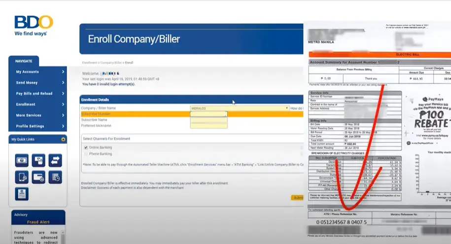 Pay Meralco Using BDO
