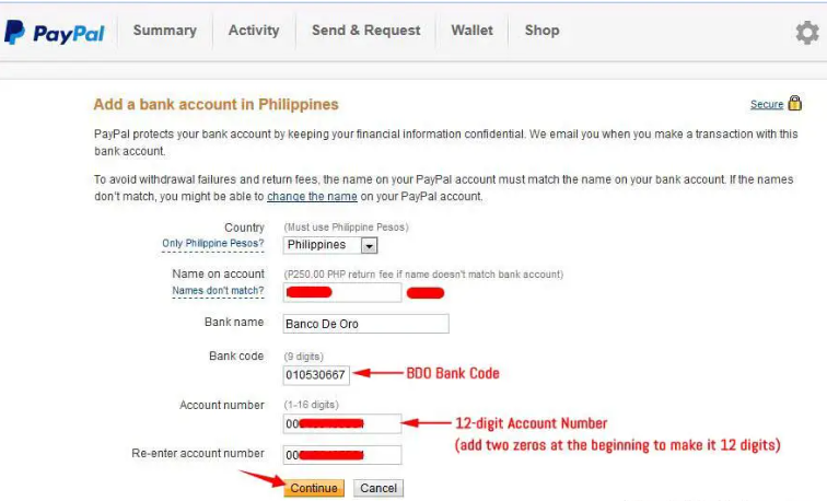 Paypal to bdo