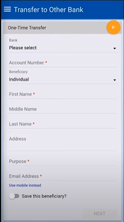 Metrobank transfer money form