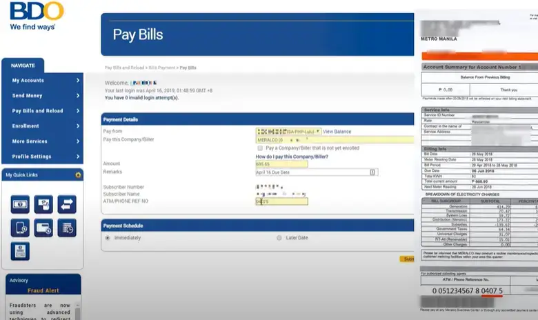 How to Pay Meralco Using BDO