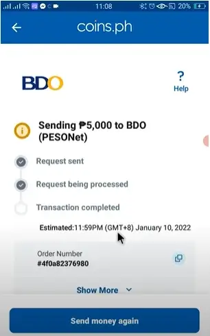 Successfully Transfer Money from coins.ph to bdo