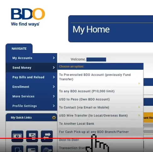 Transfer Money From BDO to Cebuana