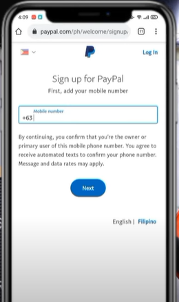 Add Your Phone Number paypal