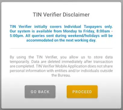 TIN verifier Disclaimer