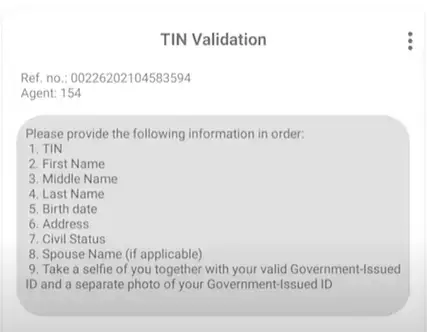 TIN form for validation