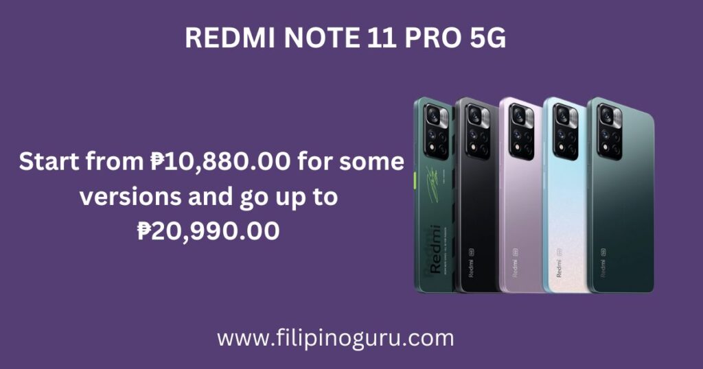Official Redmi Note 11 Pro 5g Price 
